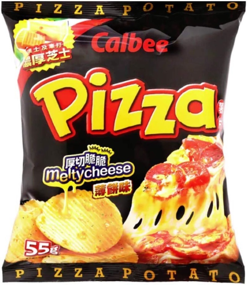 A bag of Calbee Pizza Potato potato chips